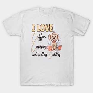 I Love Coffee Canines and Cuddles Yorkshire Terrier Owner Funny T-Shirt